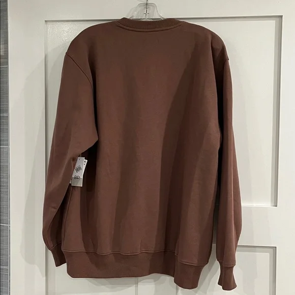 BP. Fleece Oversized Brown Crewneck Sweatshirt Casual Streetwear Size Small - Picture 3 of 4